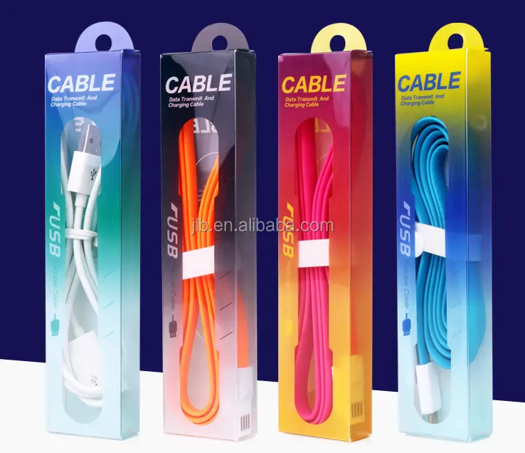 Custom printed usb cable packaging fancy PVC charging cable box