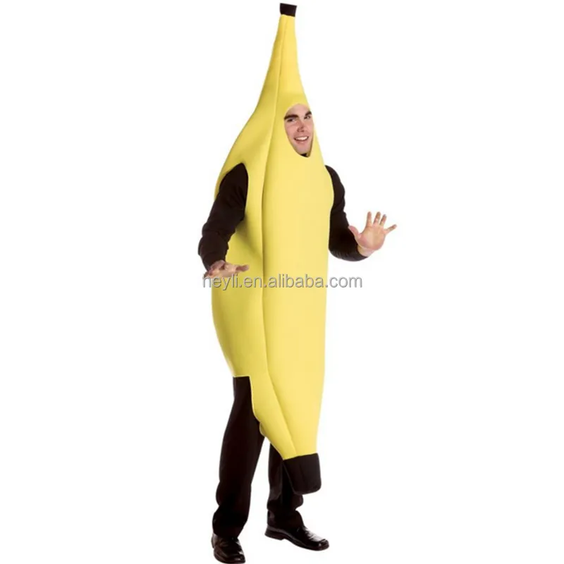Disfraz divertido de fruta de plátano para hombre y niño, disfraz para fiesta, Idea, envío rápido, disponible