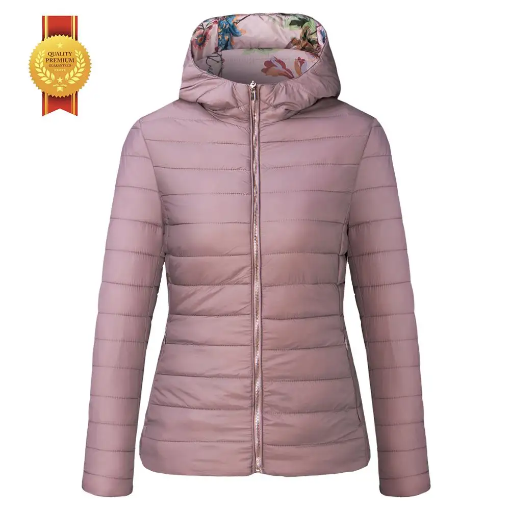 Chaqueta informal de Invierno para mujer, chaqueta cálida con estampado acolchado, estilo Reversible, servicio OEM, venta al por mayor