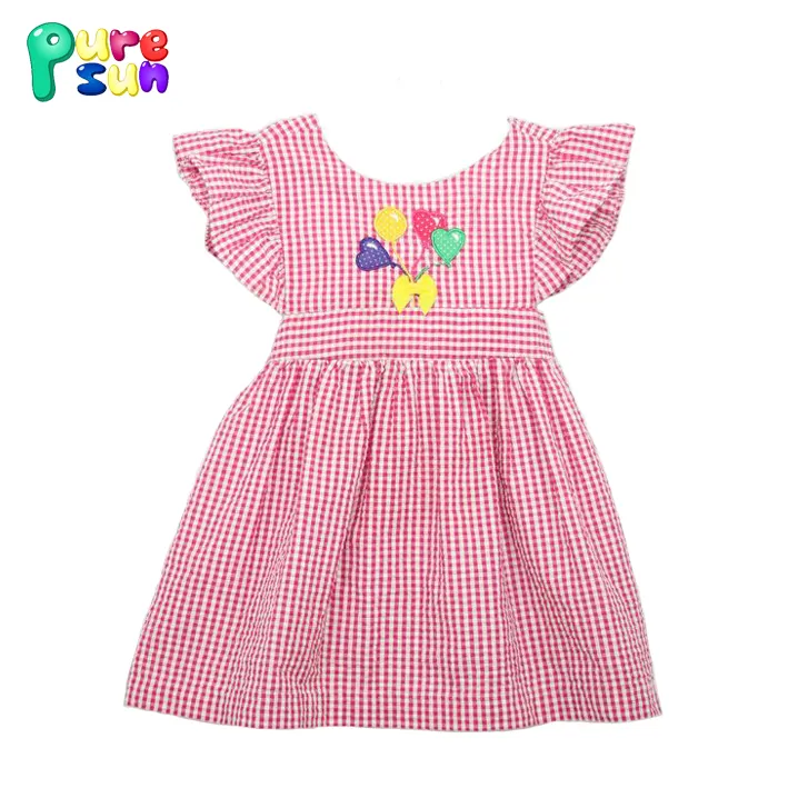 Roupas infantis puresun, vestido longo para meninas e bebês, pano de grelha, roupas infantis boutique, primavera, 2019