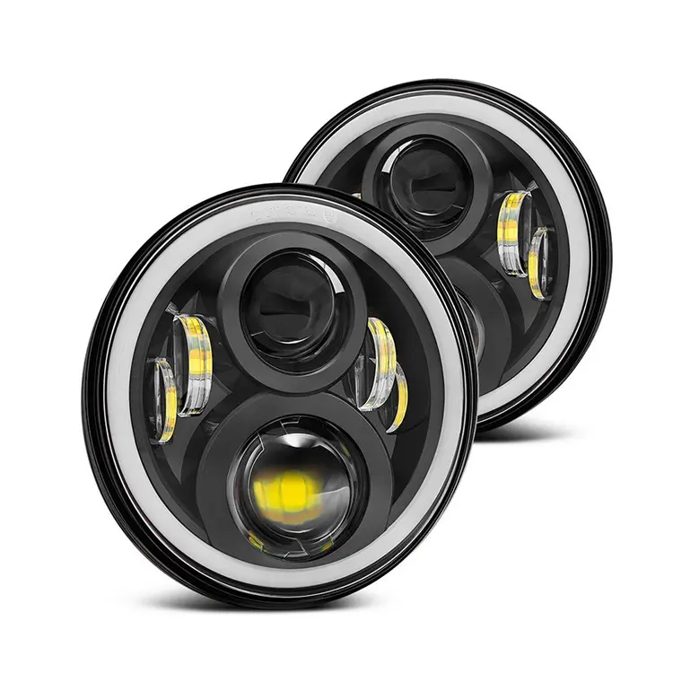 Faro redondo led DOT E13 de 7 pulgadas h4, 12V, 24V, 7 pulgadas, para jeep, wrangler, Davidson, venta al por mayor