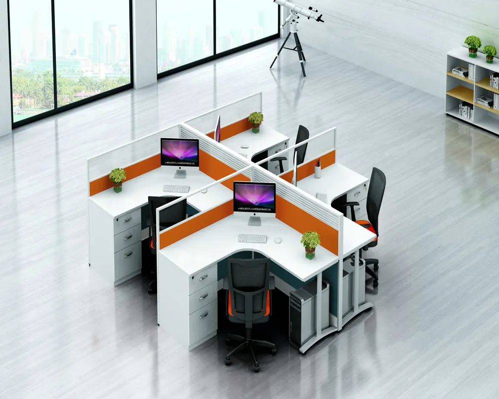 Mobilier de bureau commercial de diviseurs de bureau de bureau de 4 personnes avec cloison