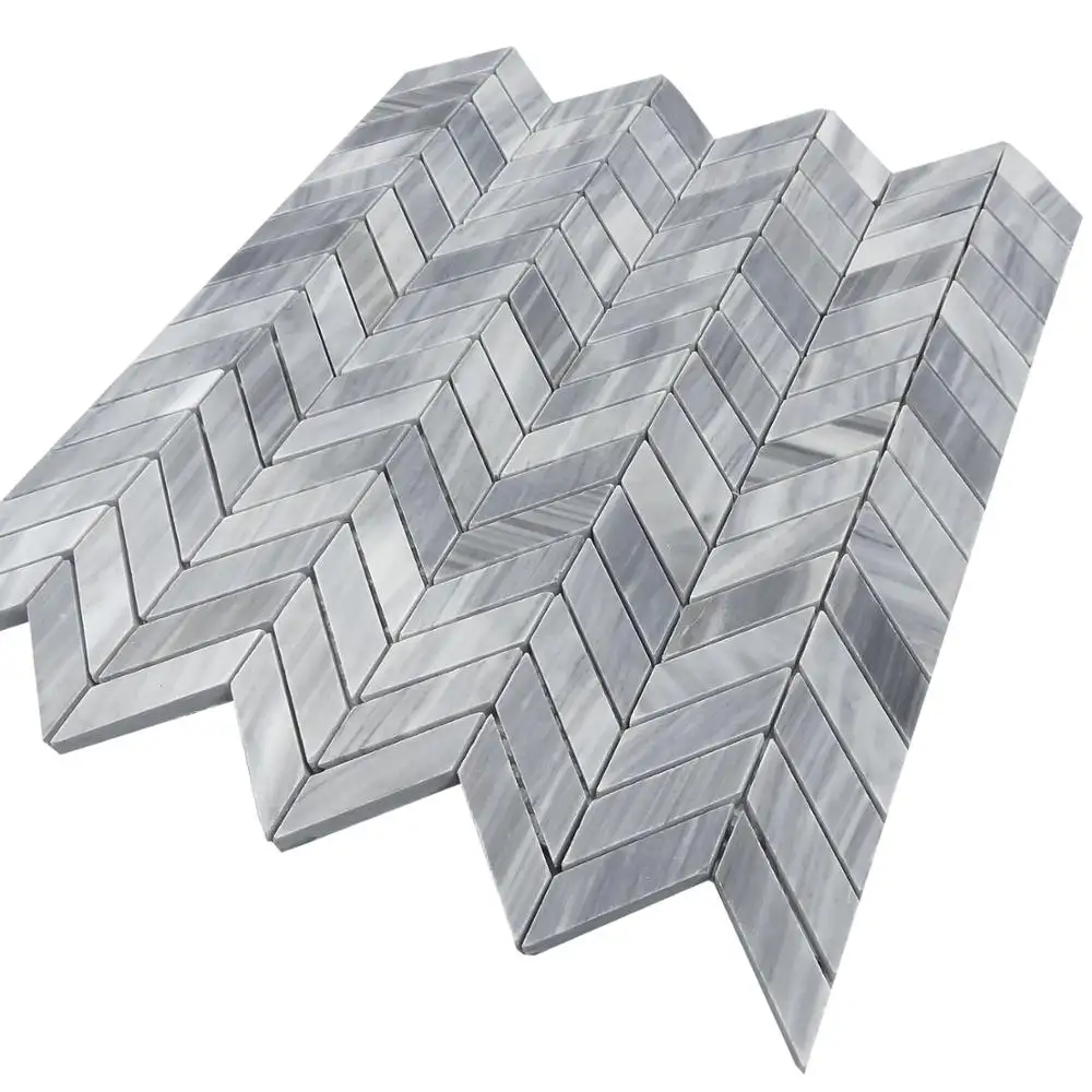 Italian Marble Polished gray marble Chevron Shape Mosaic Tiles on sale interior tile