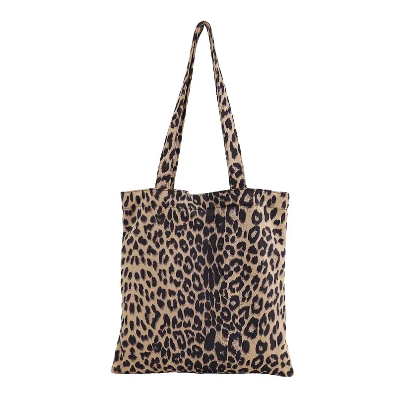 Bolso de mano de leopardo para mujer, bolsa de mano de lona con estampado de leopardo, informal, venta al por mayor