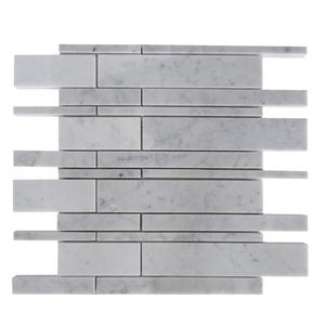 Tuğla desen Carrara beyaz mermer 1 "X 2" cilalı mozaik fayans - Product Image 1