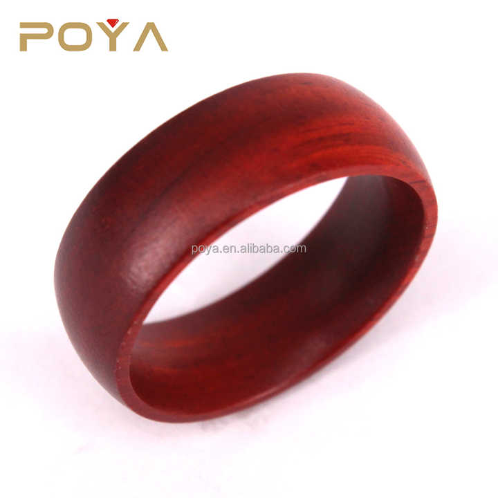 Sándalo rojo, madera banda de boda anillo para él y ella, 8mm abovedado Comfort fit