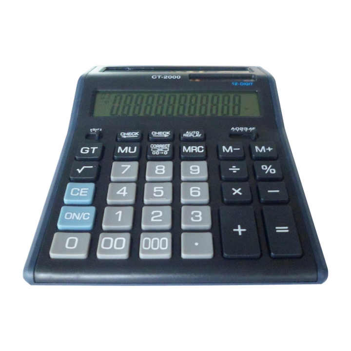 Calculatrice de bureau double face, grand écran, calculatrice solaire à deux appareils, CT-2000