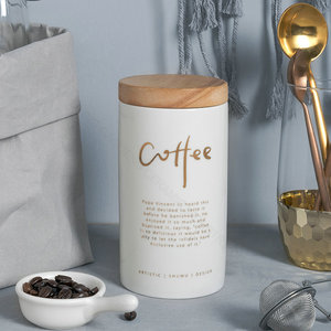 纯白色陶瓷咖啡茶储物罐，带竹盖和硅胶环气密 - Product Image 3