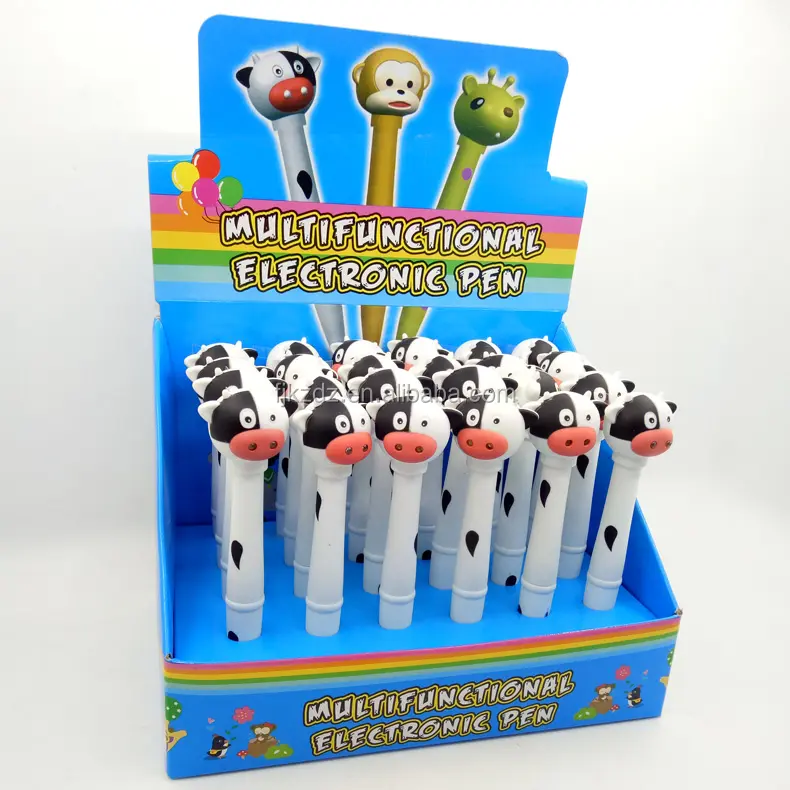 LED cartoon Moo Moo ~cow shape ball point pen light up make sound for gifts