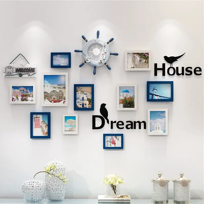 European Stype Home Design Family Photo Frame Wall Decoration Wooden House Dream Picture Frame Set Wall Photo Frame Sets