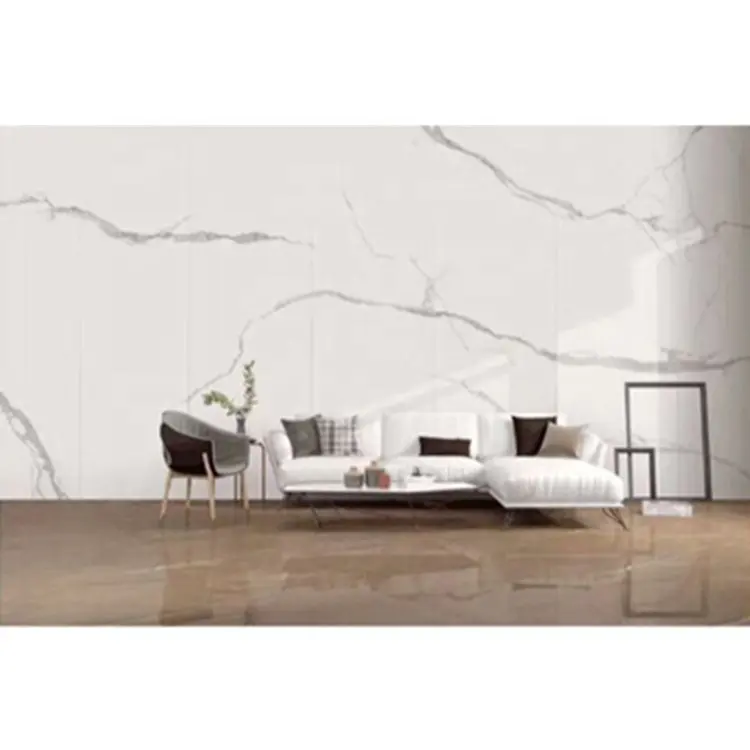 Losas pulidas de granito y mármol de cuarzo blanco, modernas y de gran tamaño, para suelos de porcelana, Carrara, Calacatta