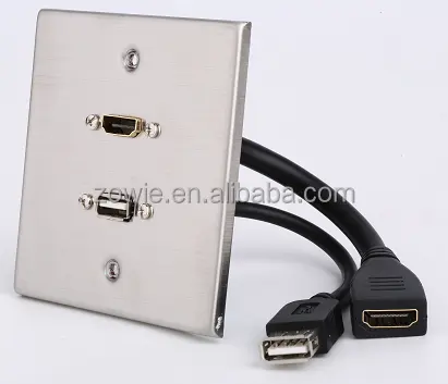 Placa de pared de acero inoxidable, 86 tamaños, Hdmi, compatible con usb euro