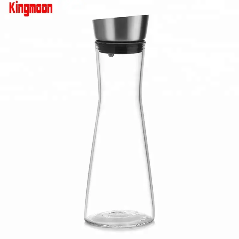 Glass Water Jar Set Telegantent / Carafe / Jug Heat Resistant Borosilicate Glass with Stainless Steel Water Pitcher Simple