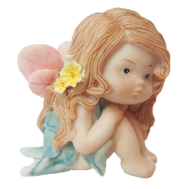 Z09462A Estátua de resina artesanal para meninas, mini figura de fadas, enfeites para presente, estatueta voadora de bebês, decoração de jardim em miniatura