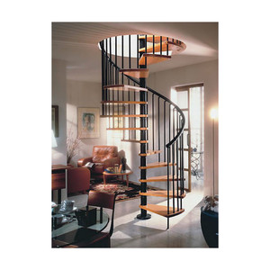 Kapalı ahşap adım demir Spiral merdiven - Product Image 1