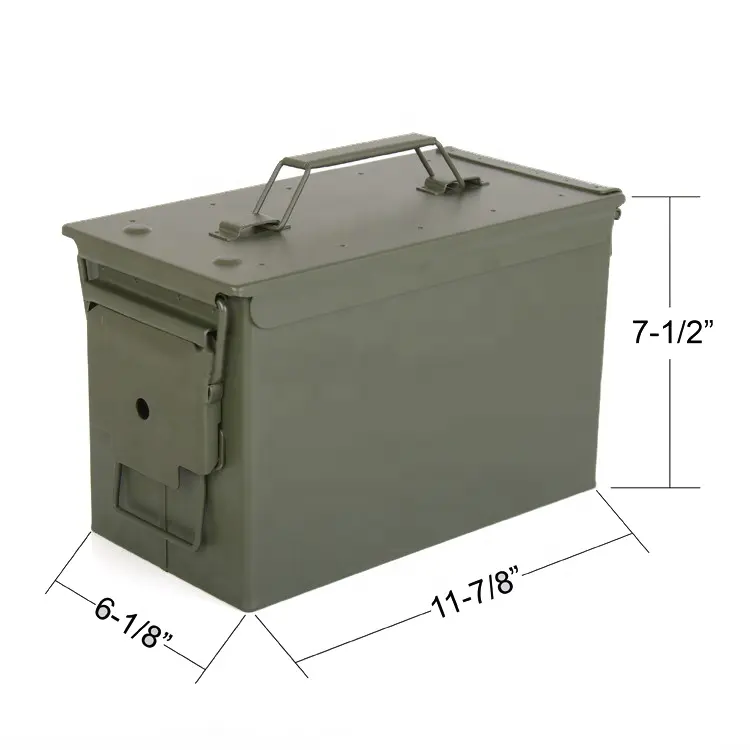 Safewell yeşil 50 Cal Metal depolama aracı durumda M2A1 cephane Can çelik su geçirmez cephane kutusu desteği satış için özelleştirilmiş