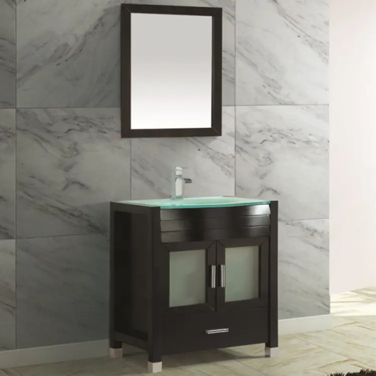 Tocador de baño con curva de vidrio encimera del gabinete del cuarto de baño del 8901-24 "/30"/36"