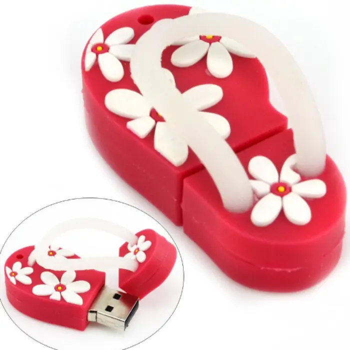 Hadiah Promosi PVC Pantai Sandal USB Flash Drive 8GB 16GB Karet Silikon Usb 2GB 4GB Memory Stick