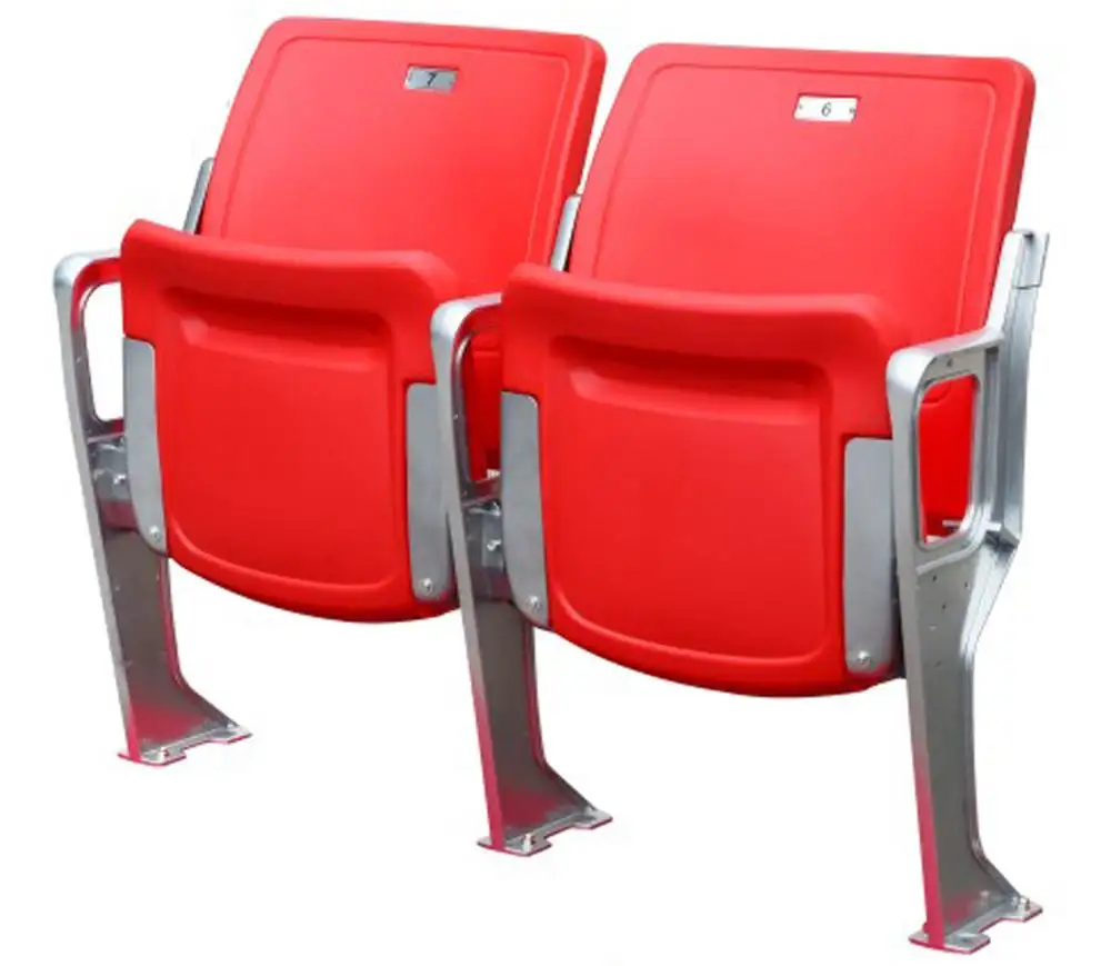 Asiento de estadio de plástico resistente a los rayos uv con silla de aluminio de stanchion