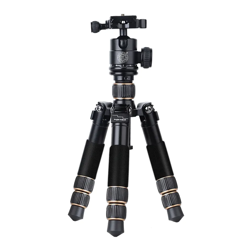 Q166C karbon fiber küçük tripod döngüsü kafa profesyonel 8kg yük mini mikro dizüstü bilgisayar tripod kamera 200mm katlanmış masa tripod