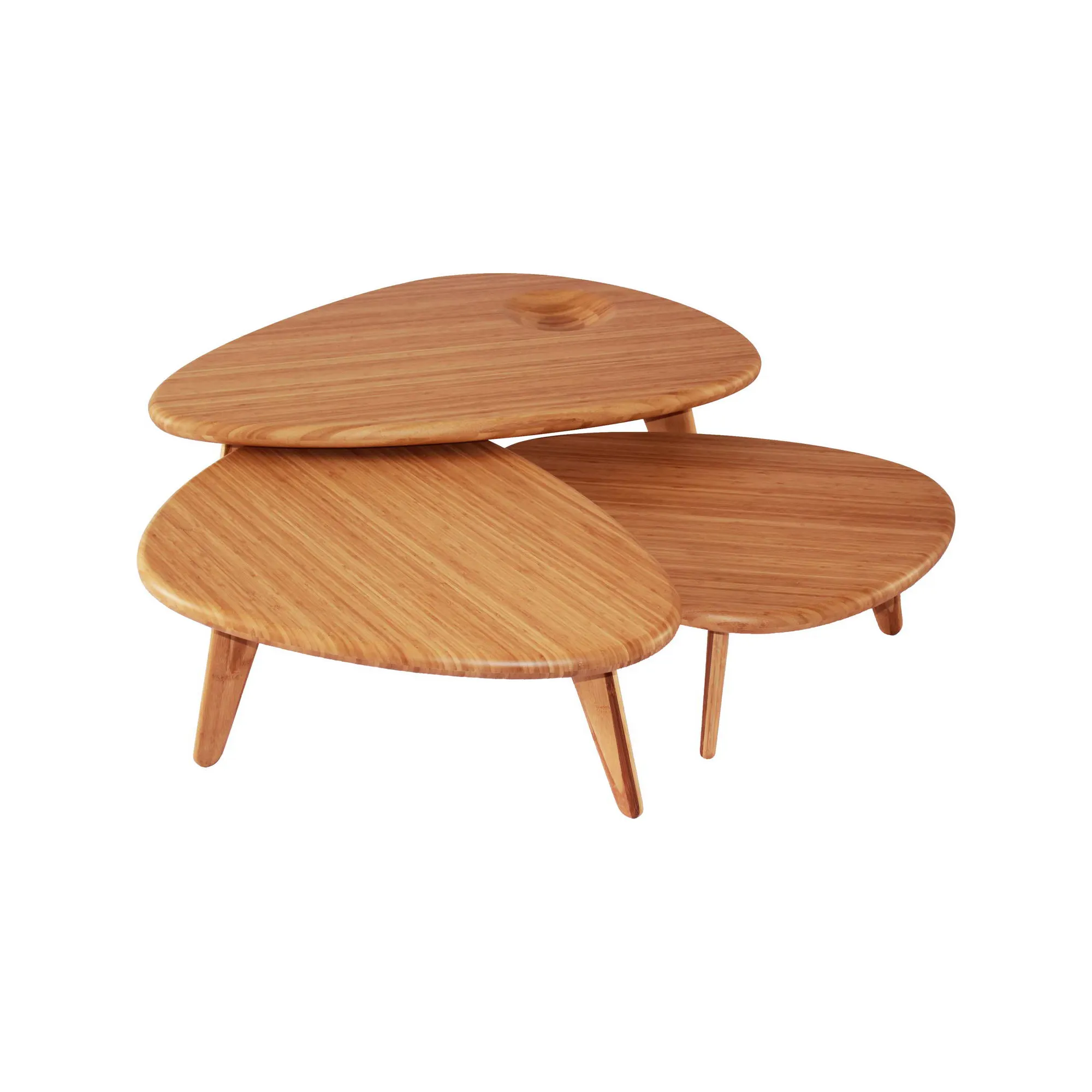 Kiezels Bamboe Meubels Nesttafels Salontafel Bos Modern Design Voor Woonkamer Massief Ronde Salontafel Hout