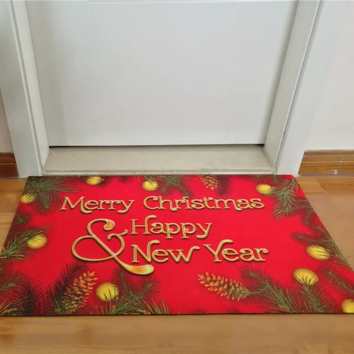 Festa di natale felice anno nuovo rosso porta stuoia