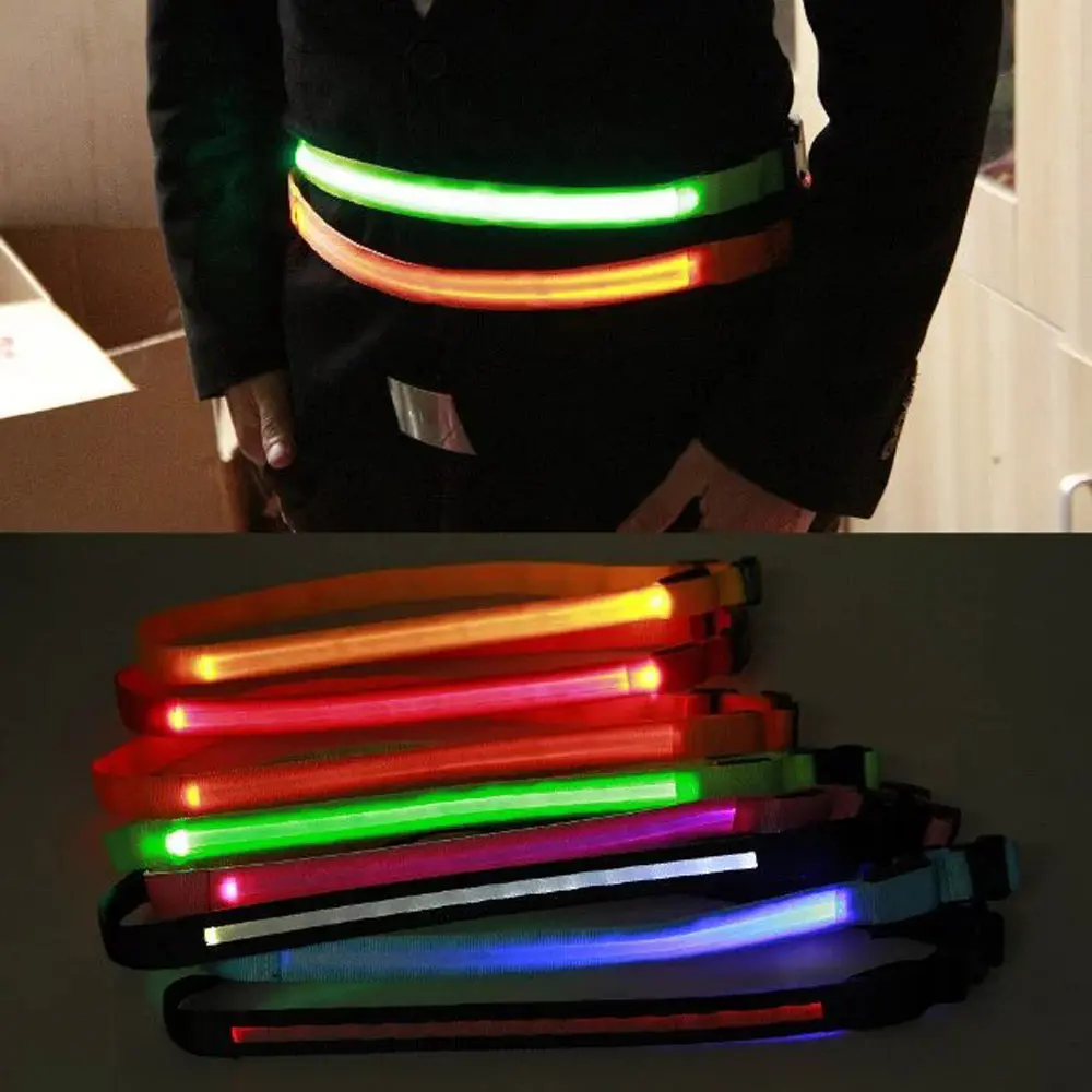LED koşu bel kemeri USB şarj edilebilir ışık ağırlık Polyester spor kemer ayarlanabilir elastik bant koşucu için