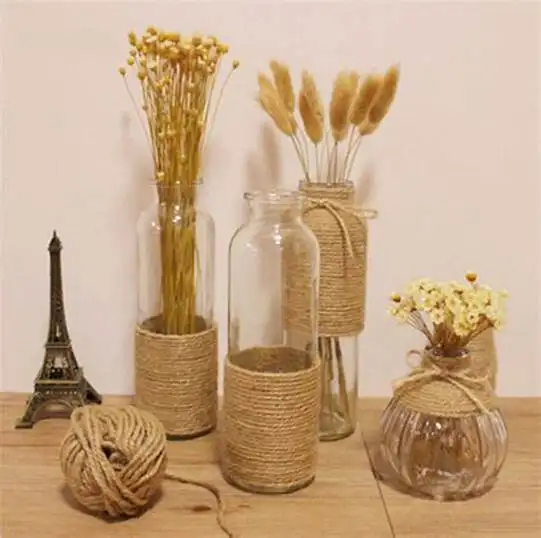 Vase à fleurs en verre et corde en Jute, décoration pour la maison, produits chauds, personnalisé, 1 pièce