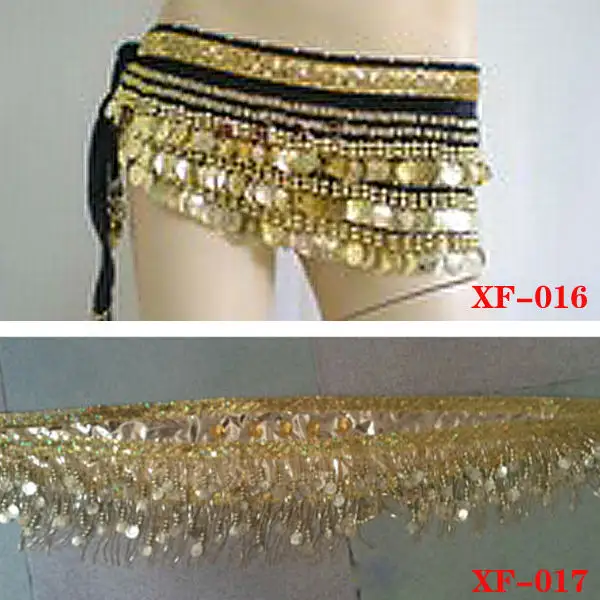 Oro lucido paillettes danza del ventre hip cintura( xf- 016, xf- 017)
