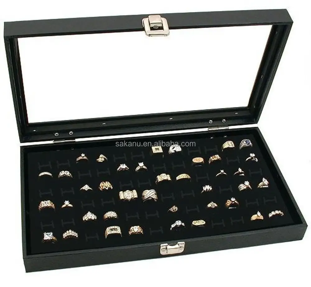 Boîte à bijoux en cuir noir, présentoir, nouvelle collection
