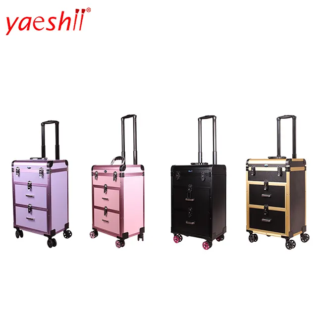 Yaeshii Trolley Professionale di Trucco Caso Con Tre Cassetti del chiodo trolley