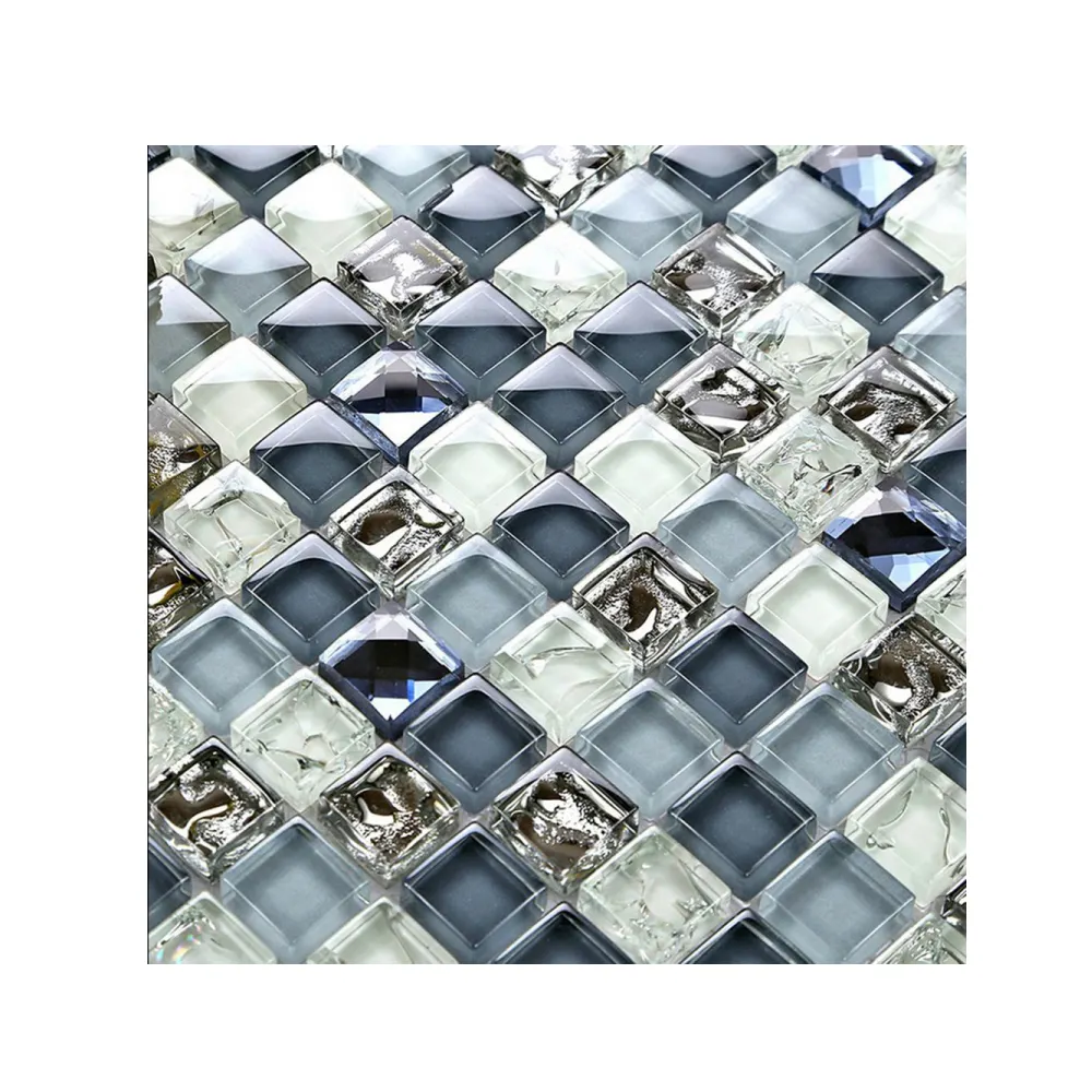 Fohu mosaico de parede de cor misturada, barato, mosaico de diamante de vidro de cristal