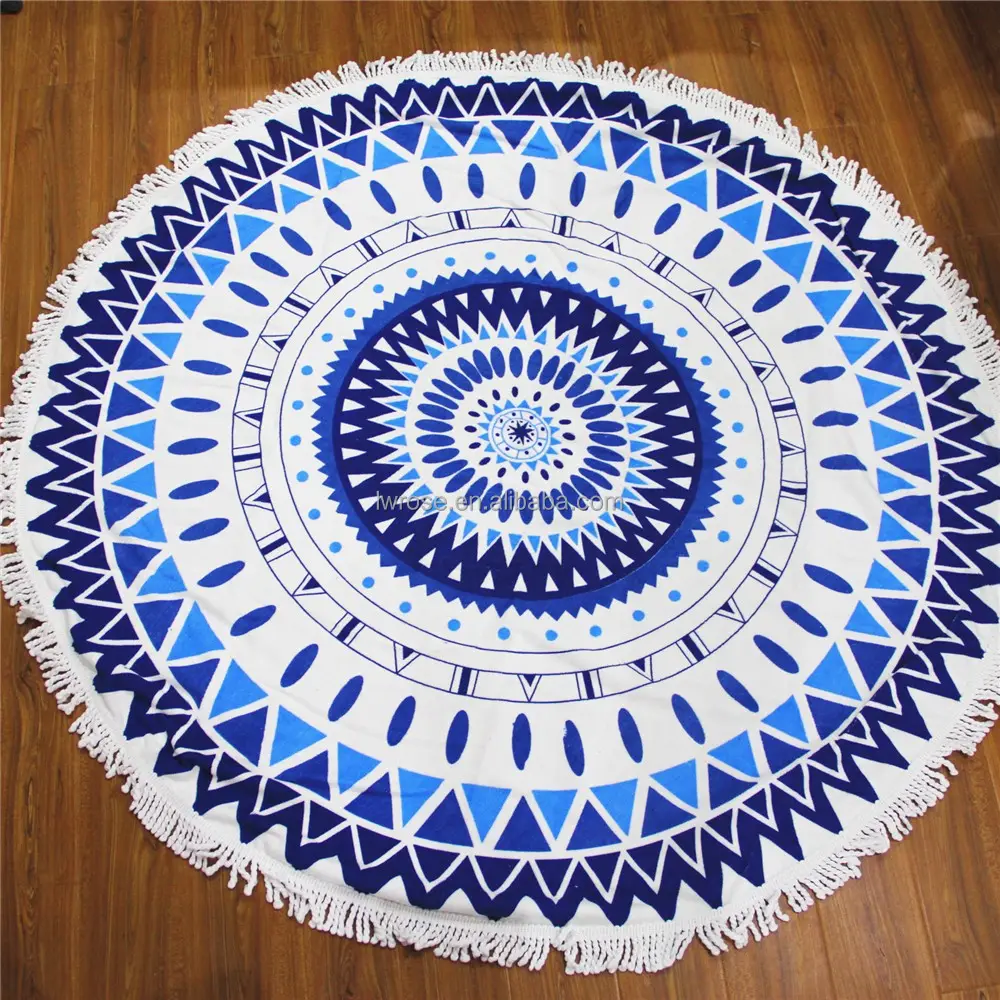 Yuvarlak Roundie plaj havlusu Mandala havlu