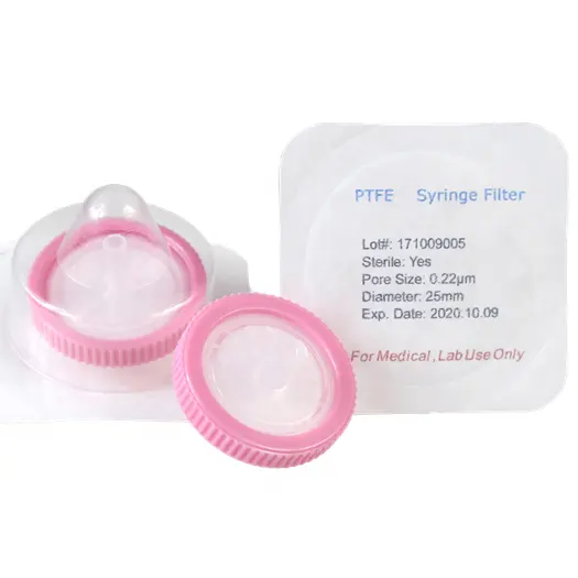 25mm ptfe 0.45 친수성 마이크로 멤브레인 멸균 주사기 필터 100% 완전성 테스트