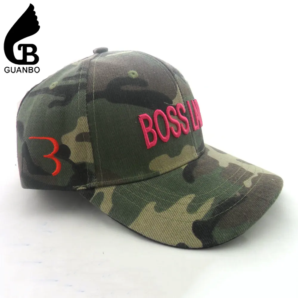 Commercio all'ingrosso di alta qualità progetta il tuo Logo ricamato 6 pannelli Outdoor Camo Mossy Oak gorras Camouflage berretto da baseball
