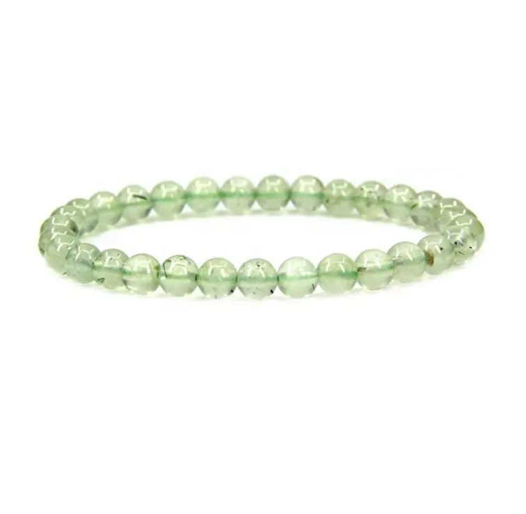 6mm Wholesale Natural Handmade Semi-Precious Gemstone Round Beads Prehnite Stretch Bracelet