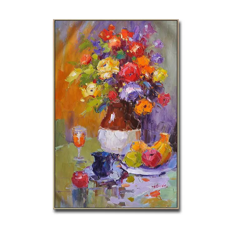 Vendita calda fatti a mano fiori impresional Art Palette Knife Still Life Paintings