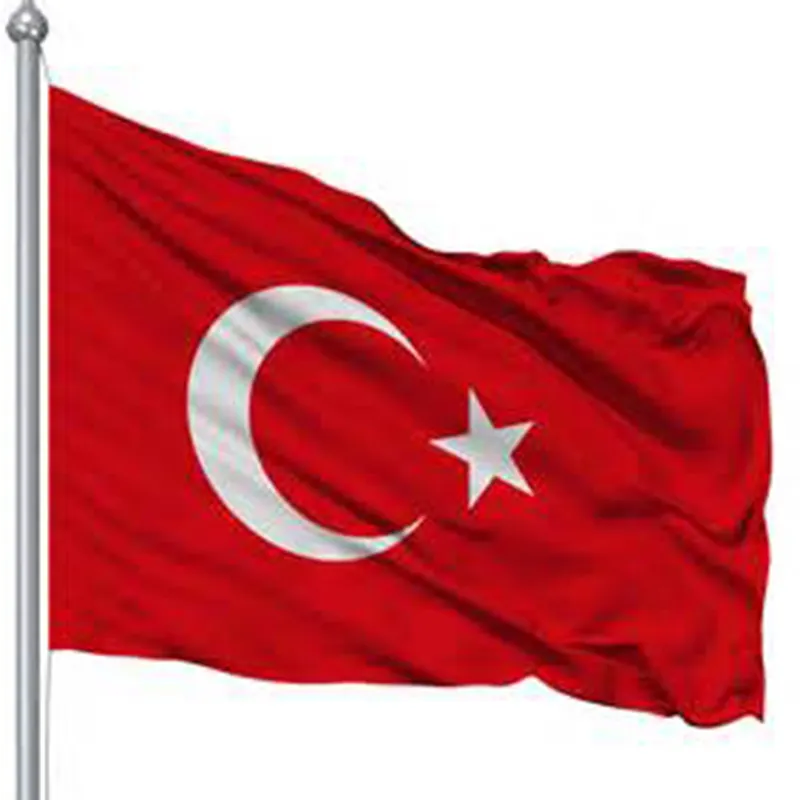 Pays en gros Drapeau Turquie 100% Polyester Tissu Drapeau Pays du monde entier pour la fête nationale ou la démonstration