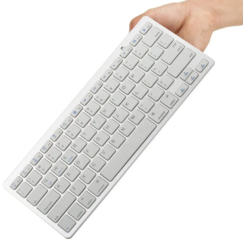 Mini teclado fino de liga de alumínio, venda quente de teclado portátil sem fio bt para mac, pc, iphone, ipad, ios, android, windows, imperdível