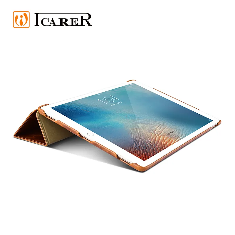 ICARER उच्च गुणवत्ता वाले तेल मोम विंटेज असली लेदर फोलियो प्रकरण iPad प्रो 12.9 इंच के लिए 9.7 इंच