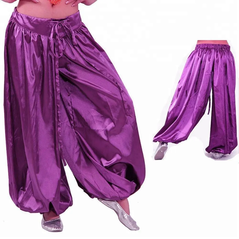 Bestdance Satin Women Girl Harem Yoga Genie Pant Trouser Belly Dance Pants Costume Outfit 9 Colors