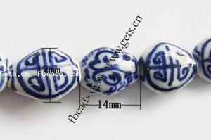 Wholesale Ceramic Jewelry Blue and White Porcelain China Beads for Jewelry Making Flat Oval 14x12x7mm <strong>Hole</strong>: 2mm - Product Image 2