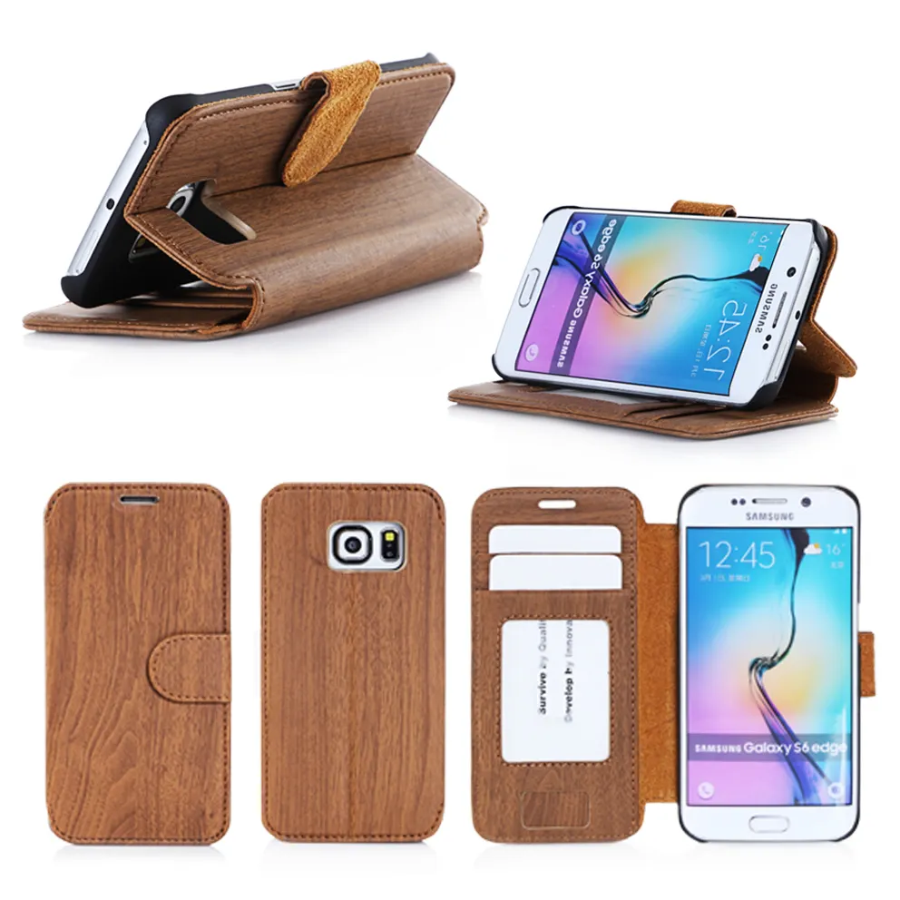 Meistverkaufte Produkte Android Phone Vogue Holz Fall Stehen Flip Fall Für Samsung S6