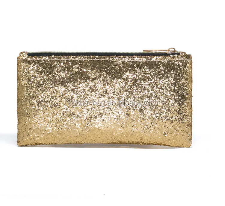 New style gold sequin cosmetic makeup bag glitter clutch evening bag designer sequins luxury cosmetic bags