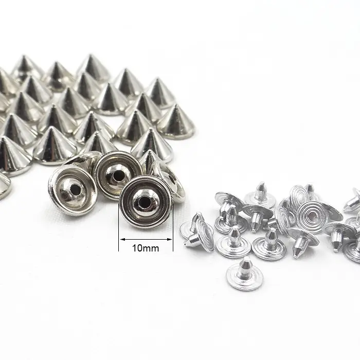 Kit de tachuelas y pinchos dorados de 10mm, remache decorativo Punk para ropa de cuero, accesorios artesanales