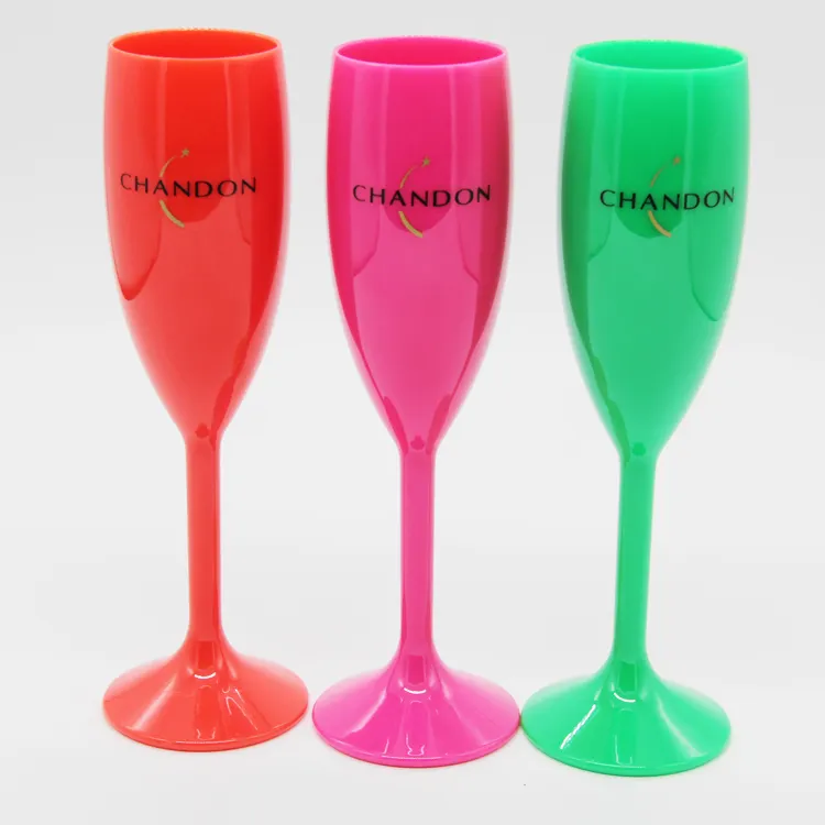 Benutzer definiertes Logo Wein becher Roter Trinkbecher BPA Kostenlose Champagner flöte aus klarem Kunststoff für Partys