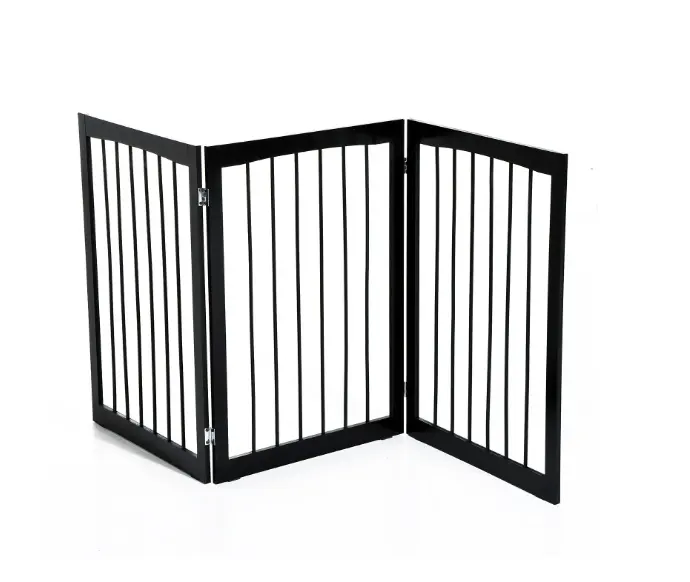 Folding 3 Panel Pet Gate Wooden Foldable Dog Fence Indoor Free Standing Safety Gate Portable Separation Pet Barrier Guard