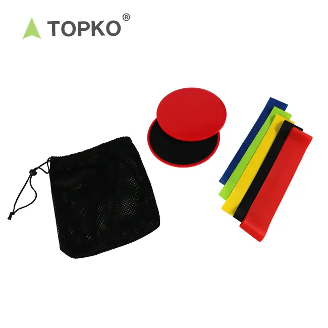 TOPKO gym workout custom printed gliding plastic core exercise gliding disc core sliders resistance band set