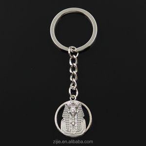 <strong>New</strong> Fashion DIY Men Keychain 23mm Egyptian king Tut Tutankhamen Pendants Car <strong>Key</strong> Chain 30mm Ring Holder for Gift - Product Image 1
