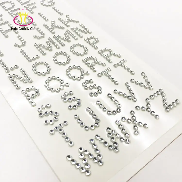 Adhesivo personalizado de diamantes de imitación de cristal de diamante de letras del alfabeto etiqueta engomada de la hoja